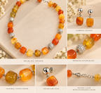 Aarvika Beaded Necklace Set with Drop Earrings, Orange