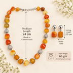 Aarvika Beaded Necklace Set with Drop Earrings, Orange