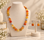Aarvika Beaded Necklace Set with Drop Earrings, Orange
