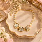 Aarvika Pearl Beaded Statement Necklace with Gold Tone Finish