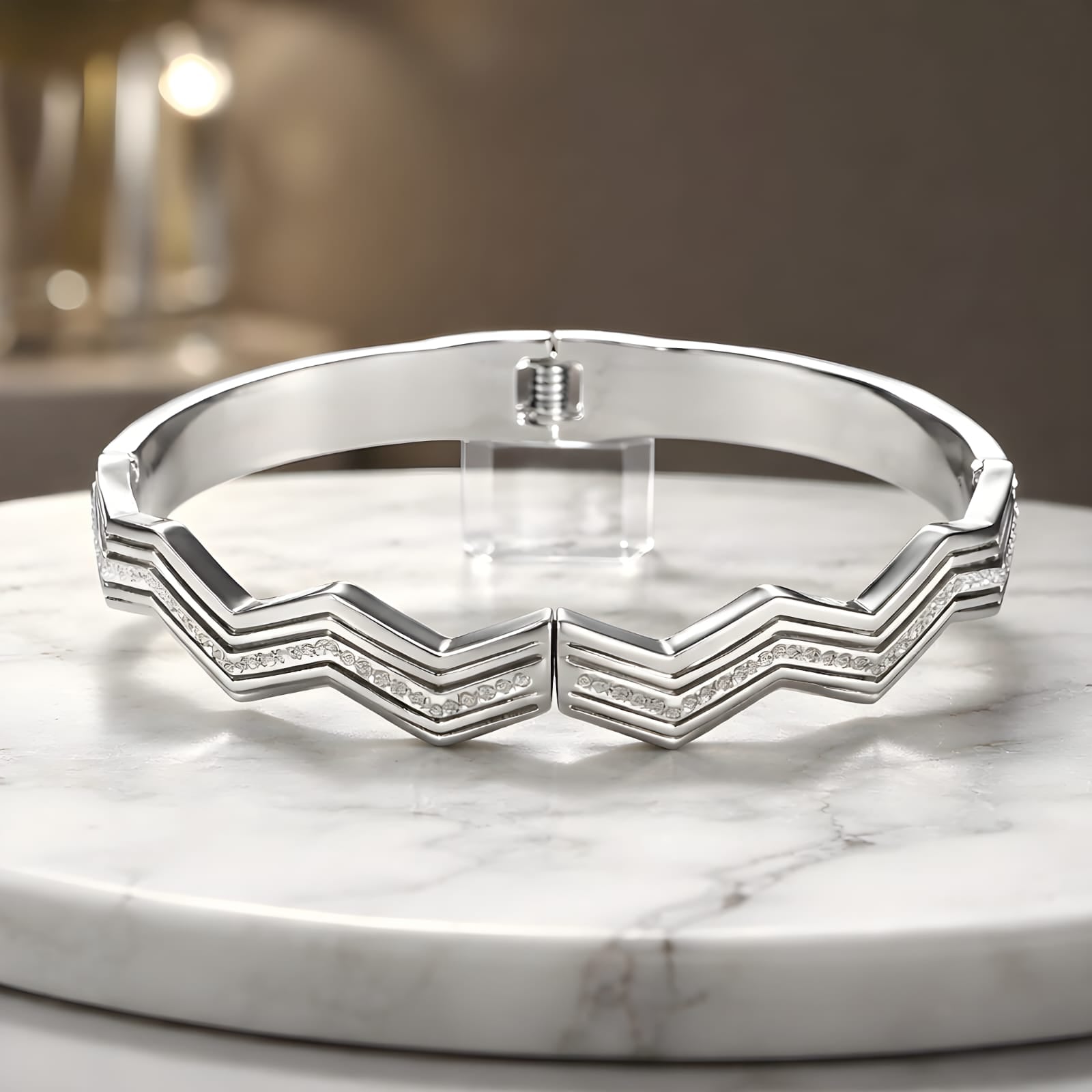 Aarvika CZ Crystal Chevron Crystal Bracelet – close-up detail