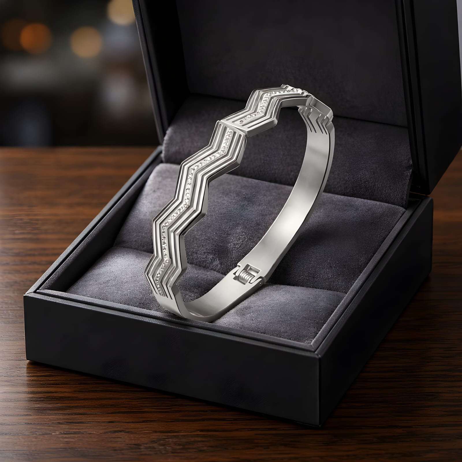Aarvika CZ Crystal Chevron Crystal Bracelet – flat lay