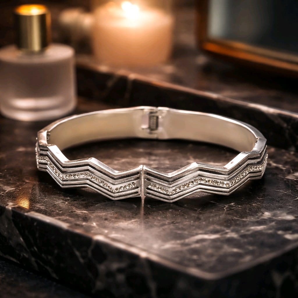 Aarvika CZ Crystal Chevron Crystal Bracelet – full set
