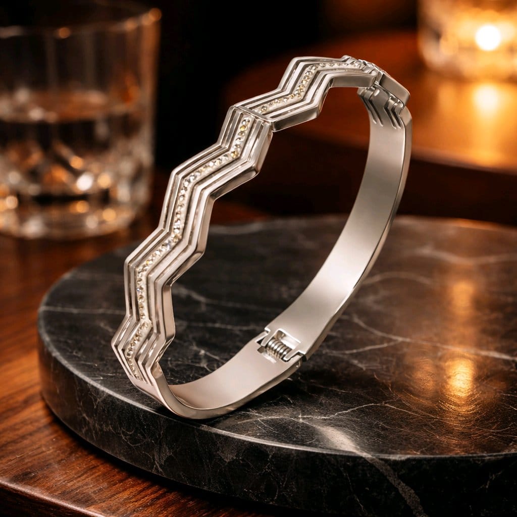 Aarvika CZ Crystal Chevron Crystal Bracelet – detail shot