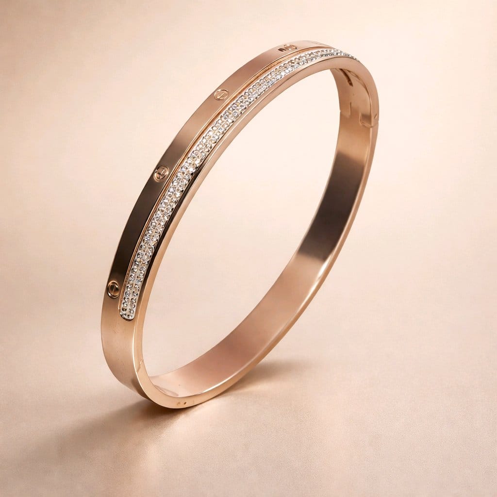 Aarvika CZ Crystal Rose Gold Crystal Line Bracelet – side view