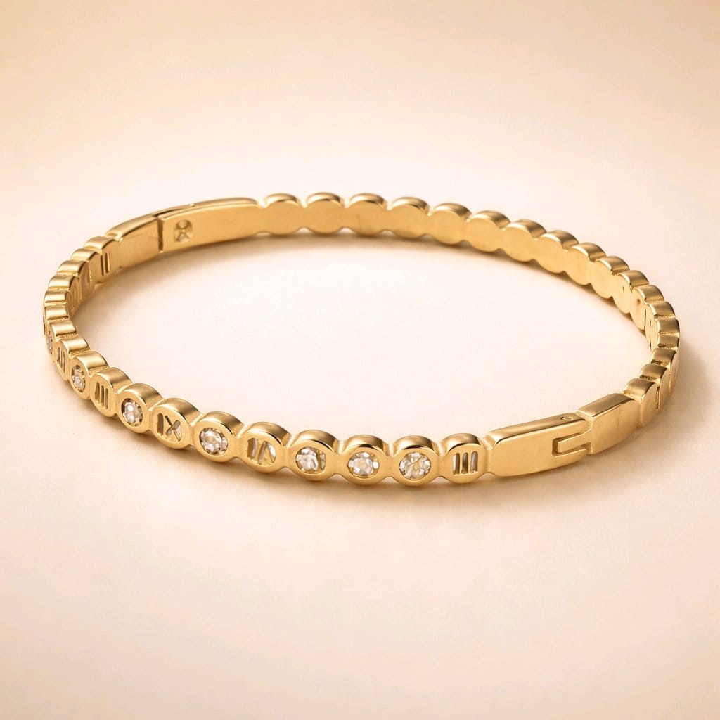Aarvika CZ Crystal Gold Roman Crystal Bracelet – close-up detail