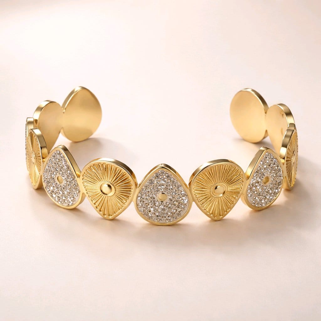 Aarvika CZ Crystal Golden Petal Crystal Bracelet – side view