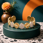 Aarvika CZ Crystal Golden Petal Crystal Bracelet – close-up detail