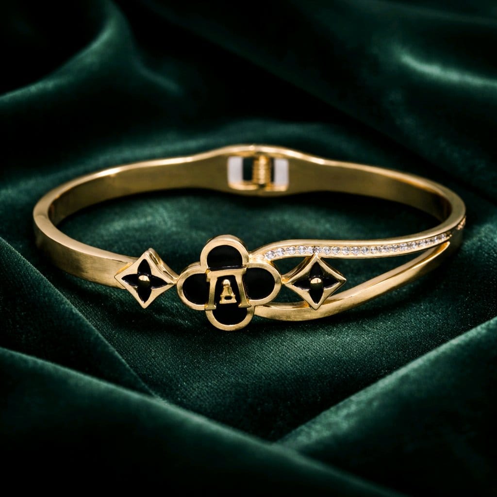 Aarvika Golden Black Charm Bracelet – close-up detail