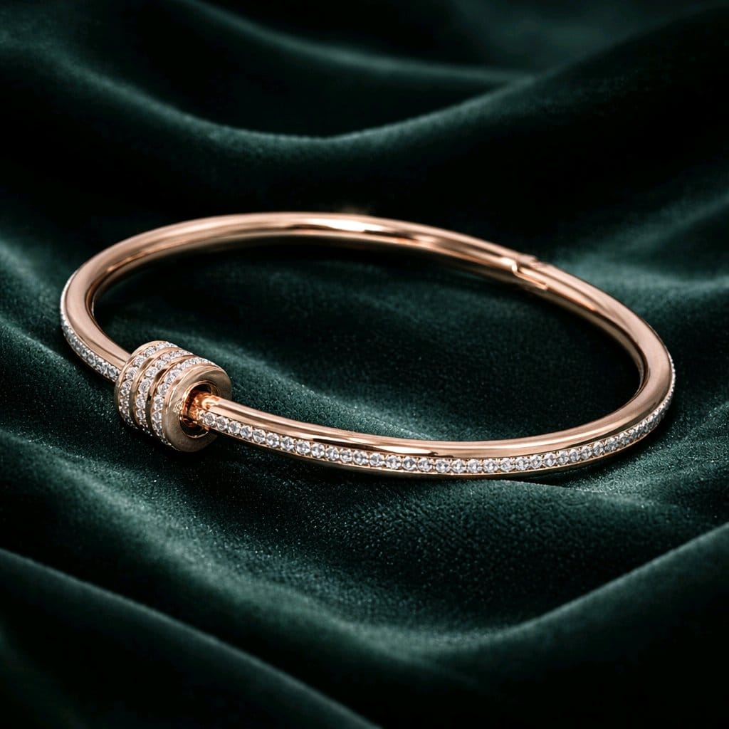 Aarvika CZ Crystal Rose Gold Crystal Knot Bracelet – close-up detail