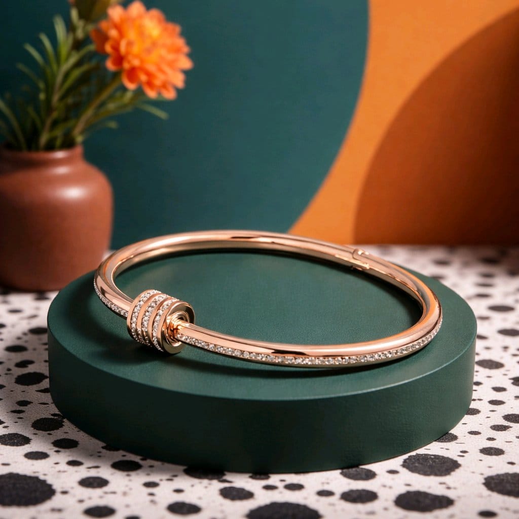 Aarvika CZ Crystal Rose Gold Crystal Knot Bracelet – flat lay