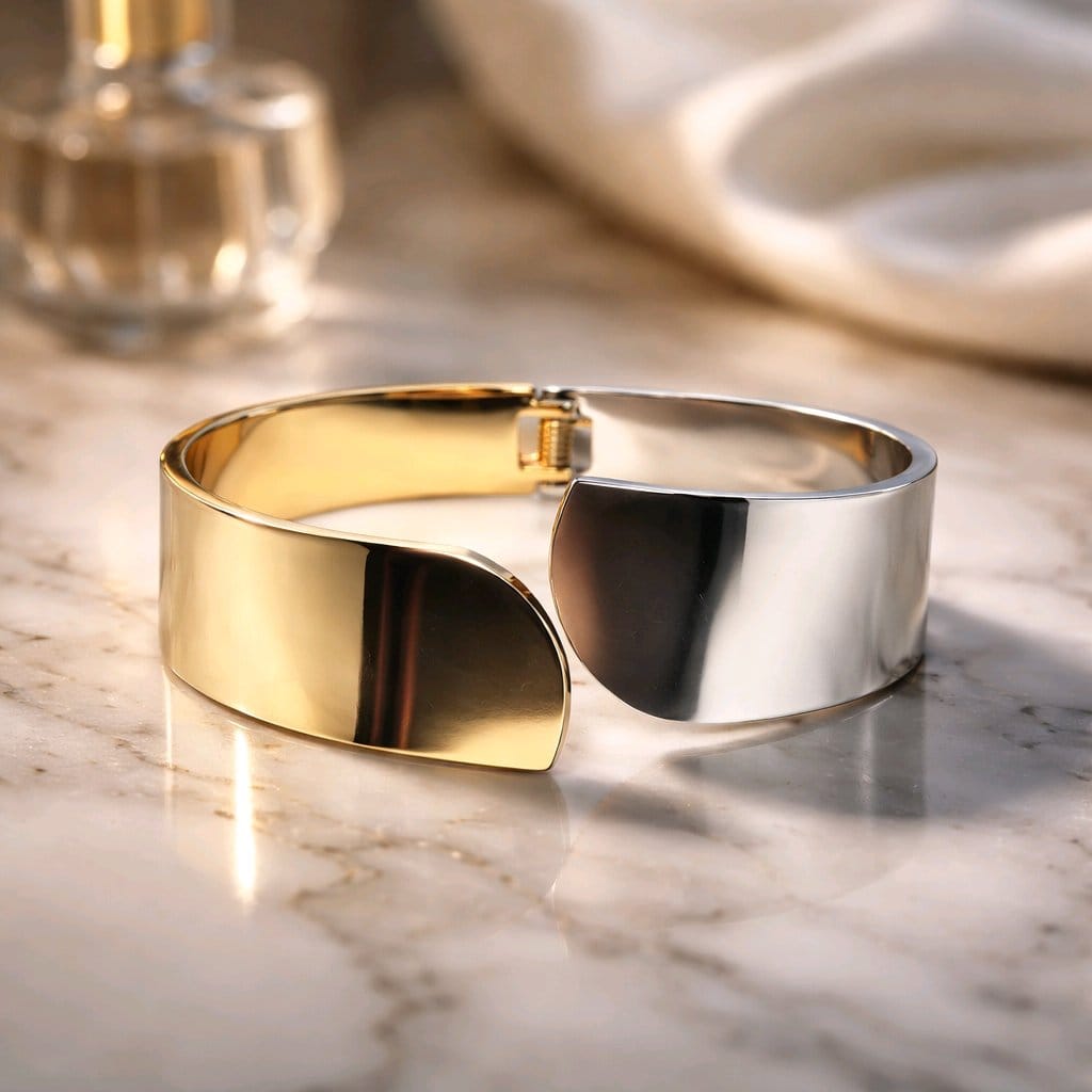 Dual Tone Bold Cuff Bracelet