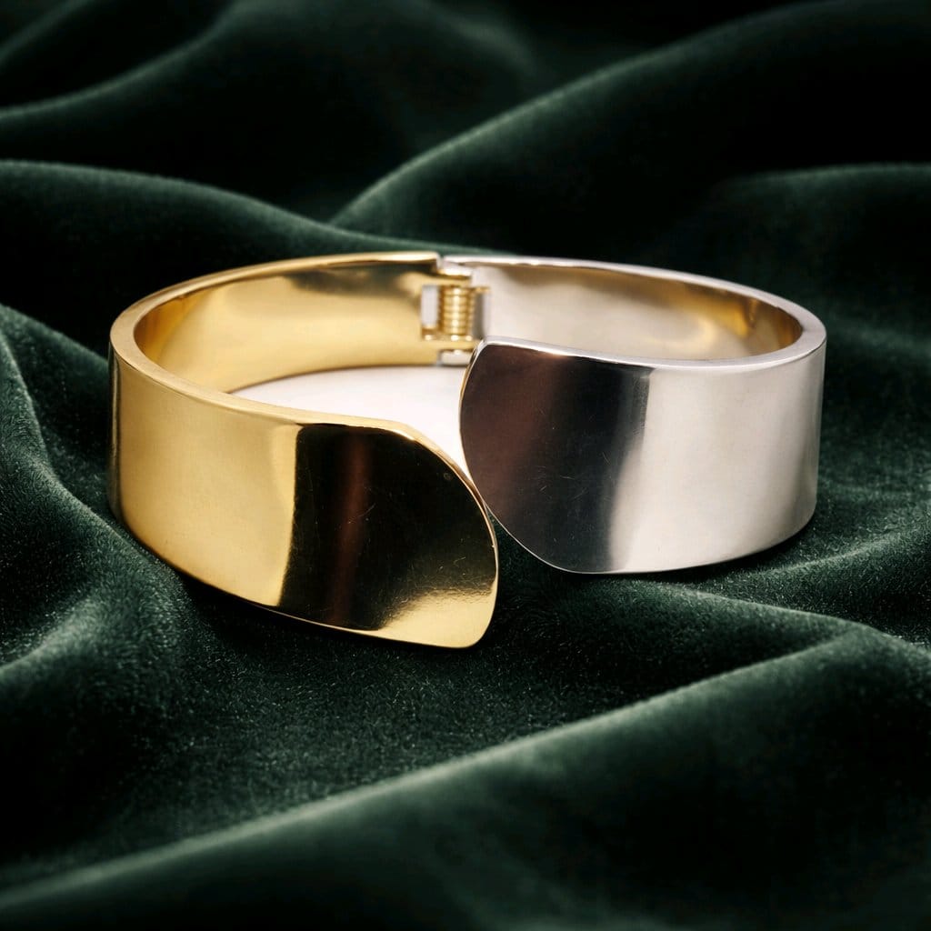 Dual Tone Bold Cuff Bracelet
