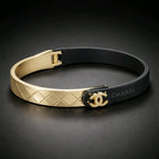 Aarvika Dual Tone Signature Cuff Bracelet – close-up detail