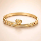 Aarvika CZ Crystal Golden Heart Crystal Line Bracelet – model wearing