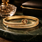 Aarvika CZ Crystal Golden Heart Crystal Line Bracelet – side view