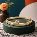 Aarvika CZ Crystal Golden Heart Crystal Line Bracelet – close-up detail
