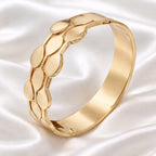 Aarvika Golden Layered Disc Cuff Bracelet – side view