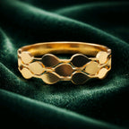Aarvika Golden Layered Disc Cuff Bracelet – front view