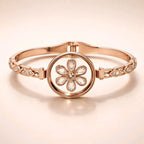 Aarvika CZ Crystal Rose Gold Crystal Flower Bracelet – close-up detail