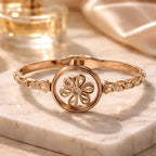 Aarvika CZ Crystal Rose Gold Crystal Flower Bracelet – front view