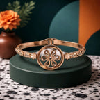 Aarvika CZ Crystal Rose Gold Crystal Flower Bracelet – flat lay