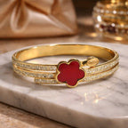 Aarvika CZ Crystal Red Clover Crystal Bracelet – side view