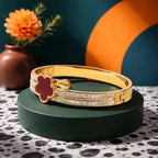 Aarvika CZ Crystal Red Clover Crystal Bracelet – model wearing