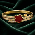 Aarvika CZ Crystal Red Clover Crystal Bracelet – front view