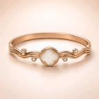 Aarvika Rose Gold Clover Wave Bracelet – model wearing