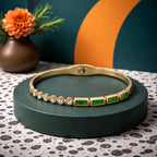 Aarvika CZ Crystal Green Crystal Line Bracelet – side view