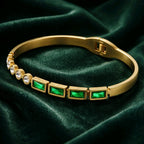 Aarvika CZ Crystal Green Crystal Line Bracelet – front view