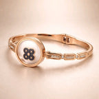 Aarvika Rose Gold Clover Dial Bracelet – model wearing