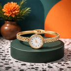 Aarvika Elegant Gold Watch Bracelet – close-up detail