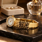 Aarvika Gold Lace Watch Bracelet – side view