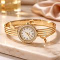 Aarvika Gold Butterfly Watch Bracelet – front view
