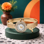 Aarvika Gold Butterfly Watch Bracelet – side view