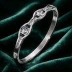 Aarvika CZ Crystal Silver Crystal Link Bracelet – front view