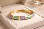 Aarvika Pastel Enamel Gold Bangle – side view