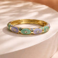 Aarvika Pastel Enamel Gold Bangle – front view