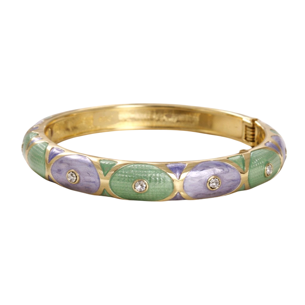 Aarvika Pastel Enamel Gold Bangle – flat lay