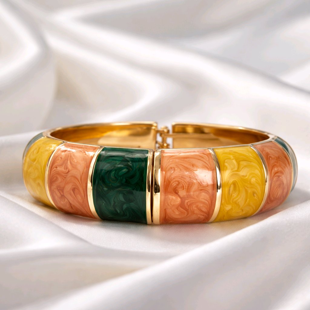 Aarvika Multicolor Enamel Gold Bangle – close-up detail