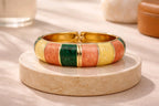 Aarvika Multicolor Enamel Gold Bangle – side view