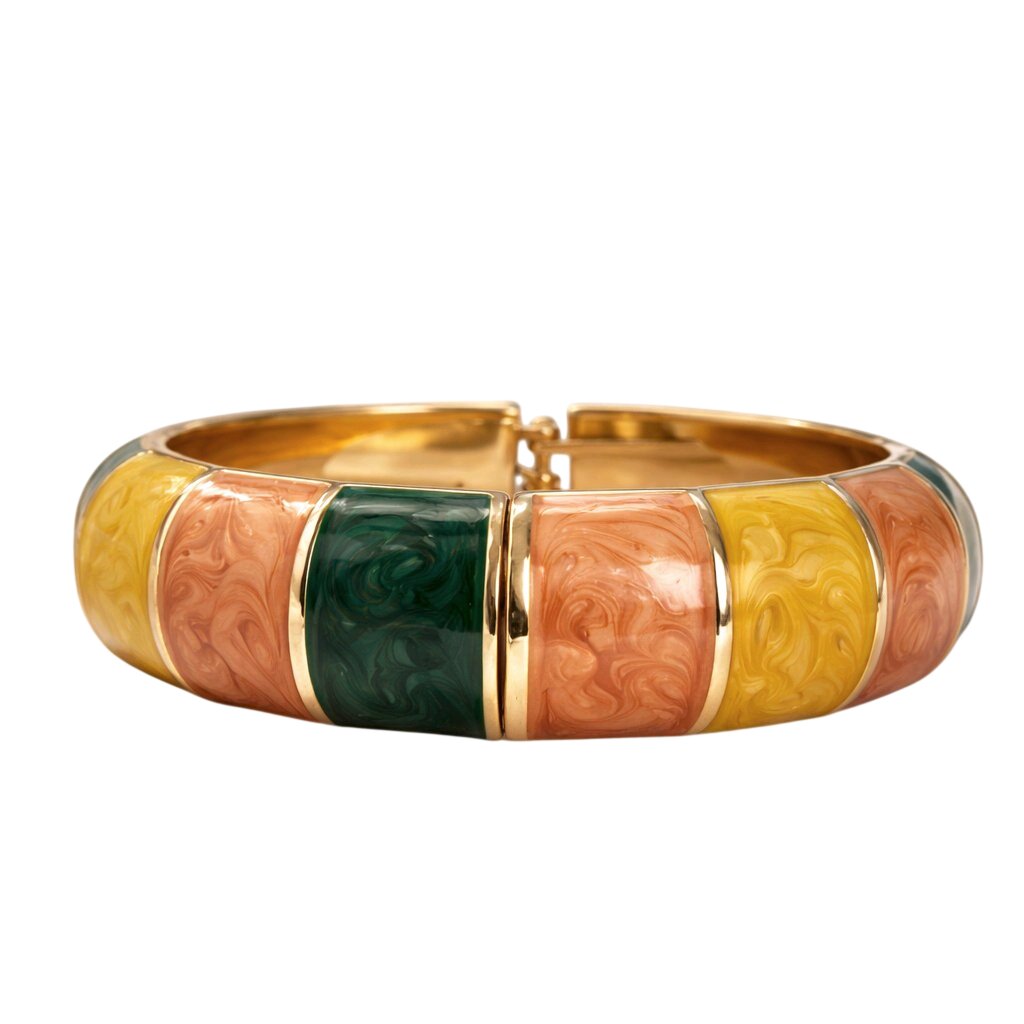 Aarvika Multicolor Enamel Gold Bangle – flat lay