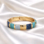 Aarvika Blue Enamel Gold Bangle – close-up detail