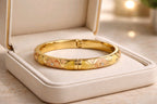 Aarvika CZ Crystal Gold Enamel Crystal Bangle – side view
