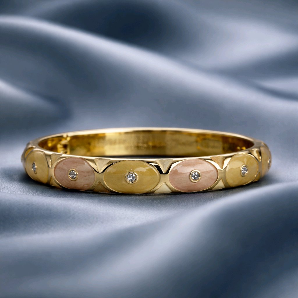 Aarvika CZ Crystal Gold Enamel Crystal Bangle – model wearing