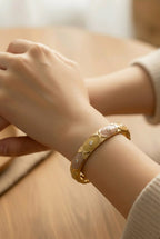 Aarvika CZ Crystal Gold Enamel Crystal Bangle – close-up detail