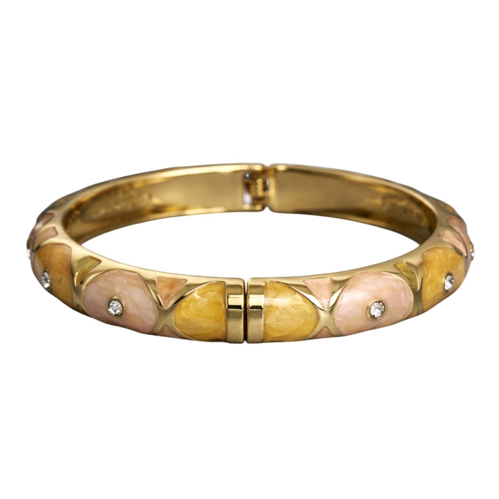 Aarvika CZ Crystal Gold Enamel Crystal Bangle – back view