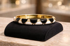 Aarvika CZ Crystal Black & Ivory Enamel Gold Bangle – side view